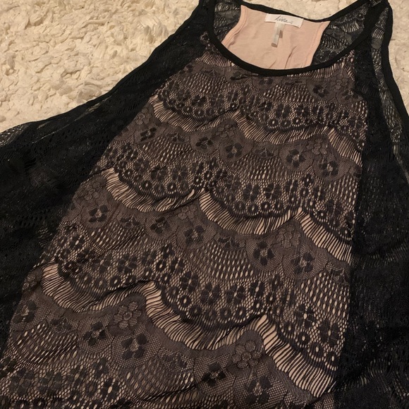 Kirra women’s double layered light pink & dark gray lace overlay tank top XS - Picture 2 of 3